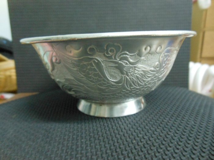 純銀碗(罕見)~厚實沉重手工製作老銀碗純銀杯-老款版順珠銀壺-E9