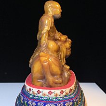 壽山石田黃名家元珠滿工伏獸羅漢擺件10.5 A847尺寸：133mm127 舊藏收藏