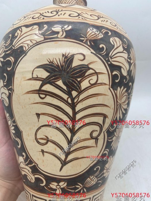 宋代吉州窯畫花大梅瓶器型優美自然全品瓷器舊藏古董古玩二手【快樂真棒