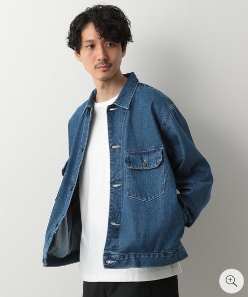 日牌 GLOBAL WORK 口袋 夾克 硬挺 牛仔 水洗藍 外套 寬版 CPO M號 BEAMS,UR,LEVIS
