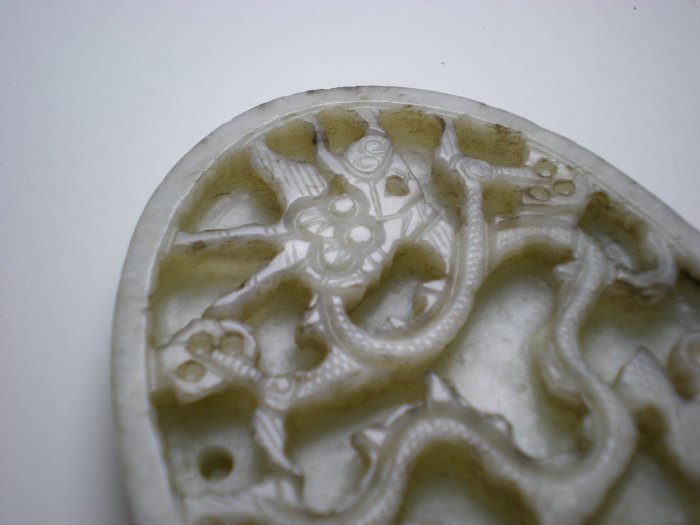 圓如玉文物------老明朝和闐白玉龍紋桃型剔底帶板.帶銙| Yahoo拍賣