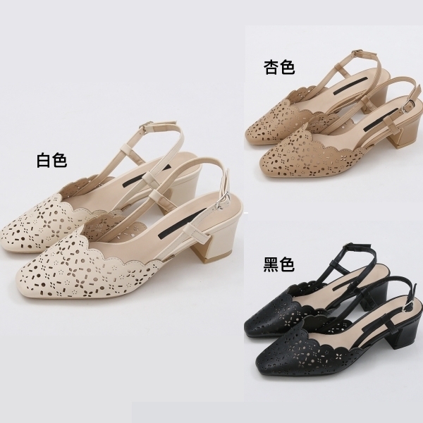 白鳥麗子ロクシタンセット 優雅皮革鏤空雕花後空粗跟涼鞋．白鳥麗子| 高跟| Yahoo購物中心