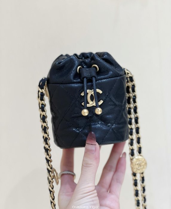 二手CHANEL 金幣小水桶包 AP2859黑色