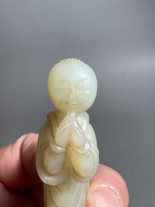 宋遼和闐玉童子，包漿厚重油潤，高5.6cm，重17.2g，嚴選推薦。收藏級