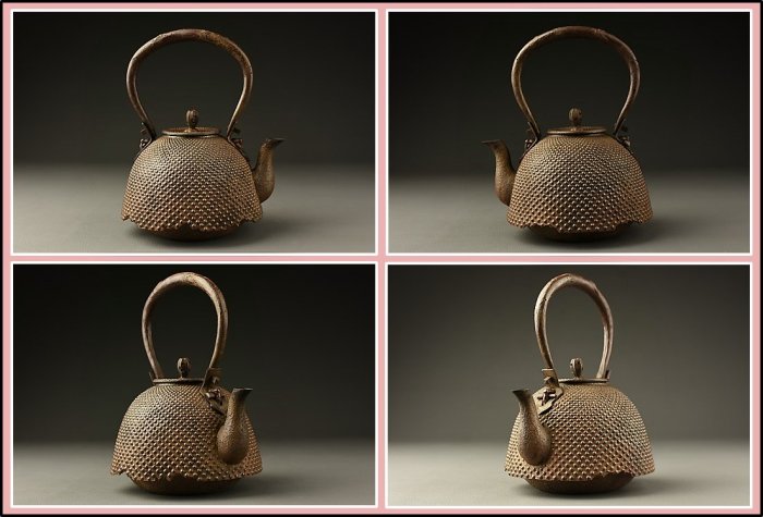 釜師十二代 鈴木忠兵衛造 霰文尾垂形鉄瓶 釜師十二代 鈴木忠兵衛造 霰文尾垂形鉄瓶