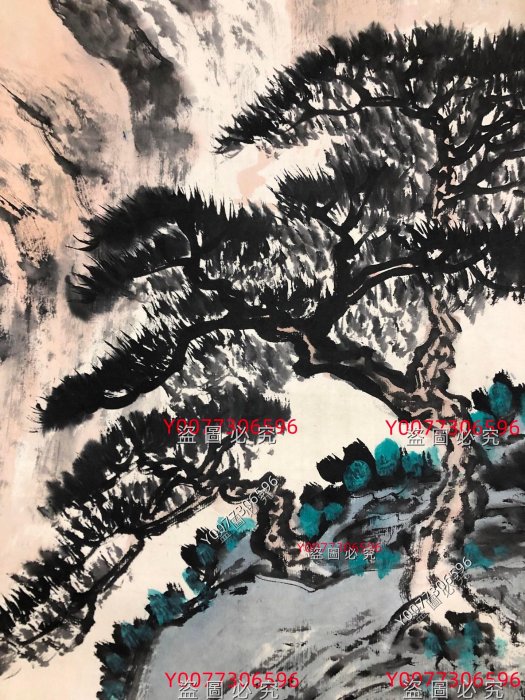 132【黃賓虹】山水，純手繪四條屏裱好尺寸高x寬：180*50cm 、畫芯尺寸
