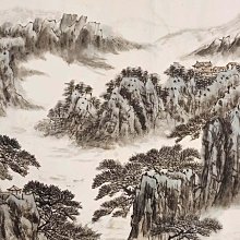 范華山水畫作山水橫幅長卷風采壁掛精品老件舊韻93.5×49.2cm 紙本鏡心
