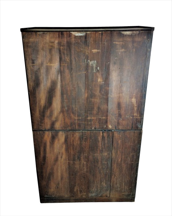 日本老家具/古董家具/面黑檀，上下式玻璃茶櫃/茶道櫃/上下式老菜櫥
