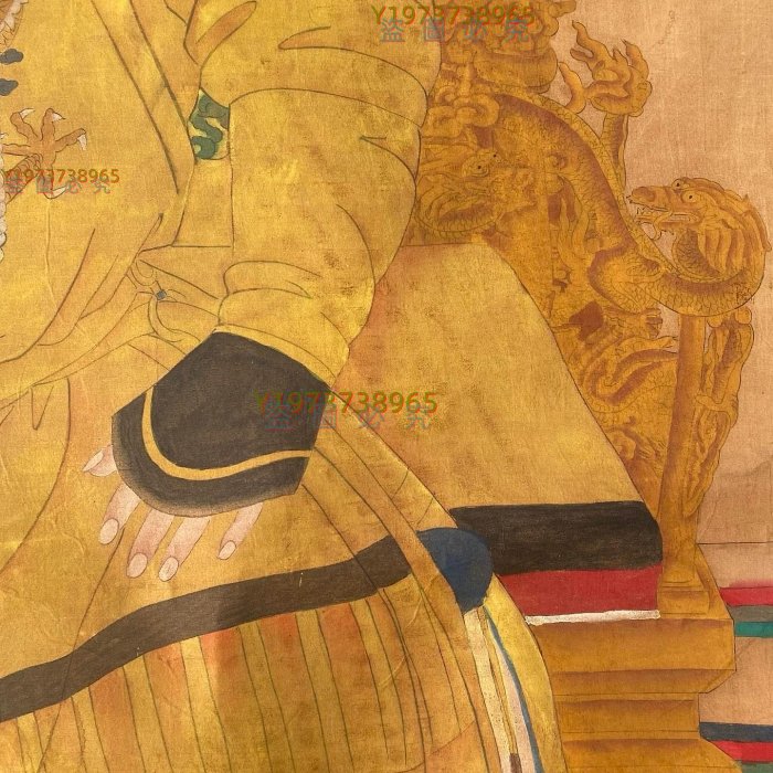 皇帝像【郎世寧】雍正，一物一圖，大六尺絹本純手繪精美作品裱裝【古董