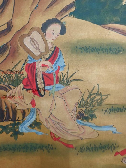 代號E296《仇英仕女》絹本四尺手繪28畫心材質絹本裝裱尺寸長210cm*寬