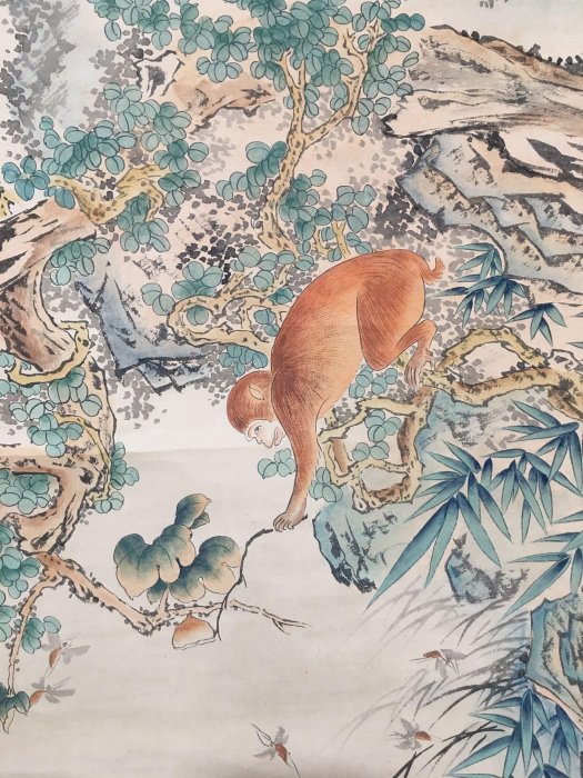 編號20839 畫家程璋四尺中堂畫猴子畫手繪畫畫工精細【藏寶古玩