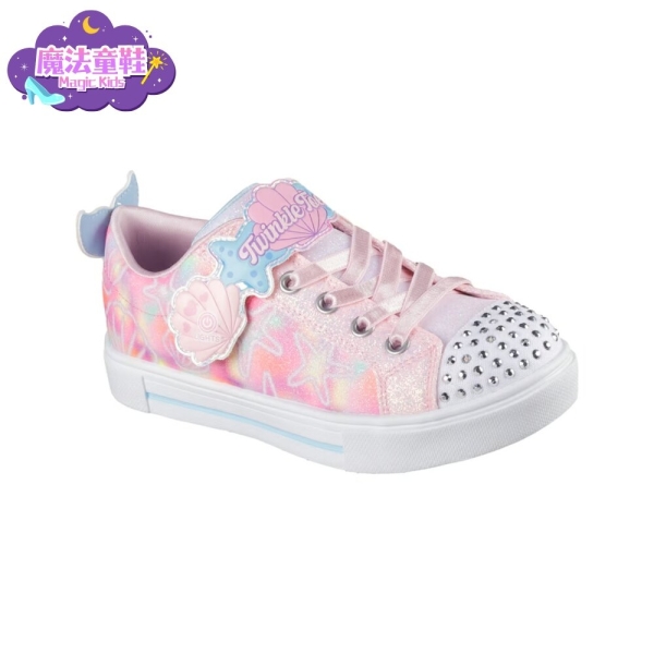魔法童鞋｜SKECHERS 女童系列 燈鞋 Twinkle Sparks Underwater Magic 貝殼 中童 314824LLPMT