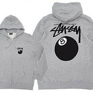 ❗️期間限定SALE❗️STUSSY 8 BALL ZIP HOOD グレーXL Stussy 8 Ball Zip-Up Hoodie XL - Hooded Full-Zip Sweatshirt