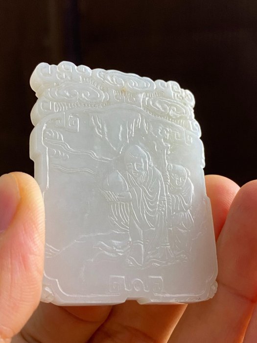 明清玉器清和田白玉南山之壽壽星童子玉牌老和闐玉人物玉佩壽星人物吉慶