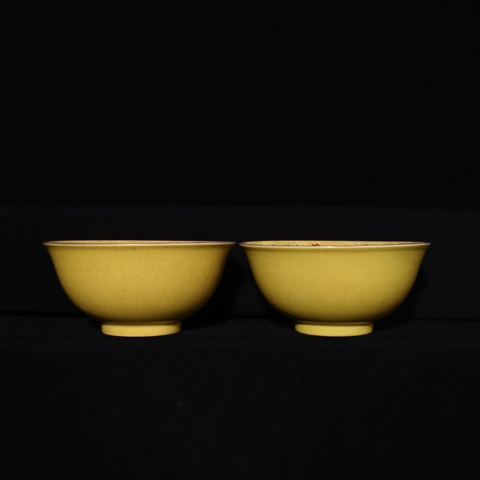 清雍正年制黃釉琺瑯彩描金龍鳳八寶紋碗，高8×16.3厘米??6007362禦窯