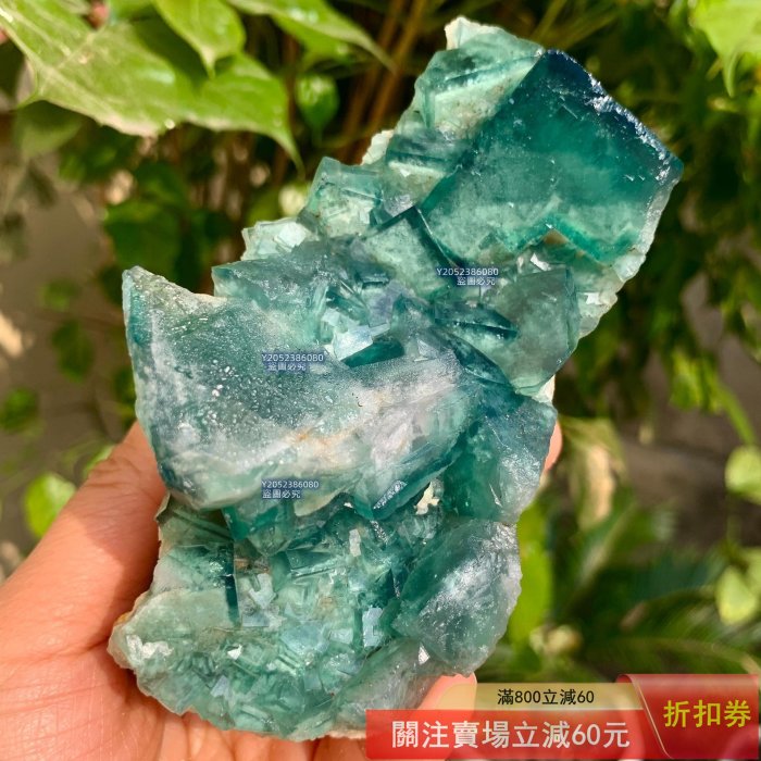 A934天然水晶立方體螢石原石礦物標本，天然綠色螢石簇，實物比圖片更好