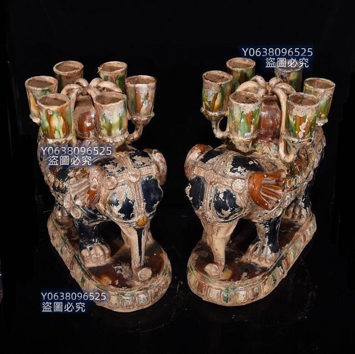 唐三彩水银代代有象43×40，价格300对（还有一个）1255 青花琺瑯彩五彩