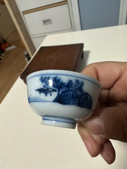 送料無料 明治～大正九谷焼　手描き松鶴紋杯台/盃台5客　完品無傷 A Kutani tea set Japan, Meiji period | 日本明治時代九谷燒茶具一套