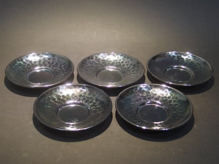 純銀 SILVER 茶托 5客 480g 未使用 鎚起 茶道具 煎茶