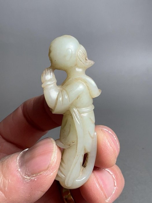 宋遼和闐玉童子，包漿厚重油潤，高5.6cm，重17.2g，嚴選推薦。收藏級