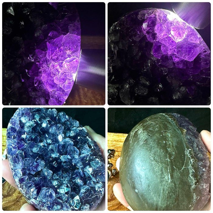 烏拉圭紫水晶恐龍蛋467公克ESP紫水晶恐龍蛋玄武岩帶皮帝王紫紫水晶恐龍