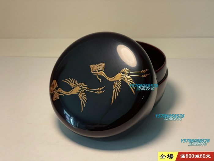 ◆t781◆和田瑾斎　松漆絵中棗　茶道具　漆 和田瑾齋松喰鶴蒔絵平棗溜塗木製共箱共布入茶道具サイズ:約高さ5cmx幅