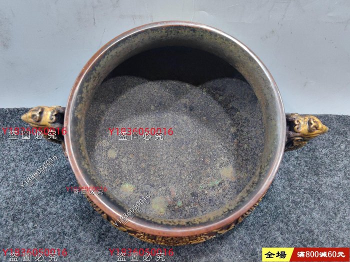 F20.60紫銅浮雙鳳雕鎏金爐，重5490克舊藏古玩古董【八方進寶】-1669