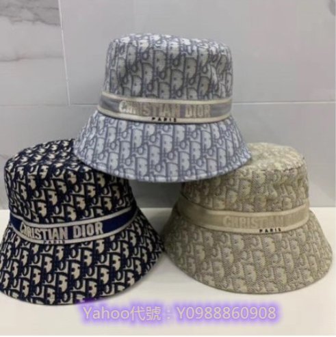 里昂二手正品  Dior TEDDY D CD OBLIQUE 漁夫帽 遮陽帽 多色選擇 超讚