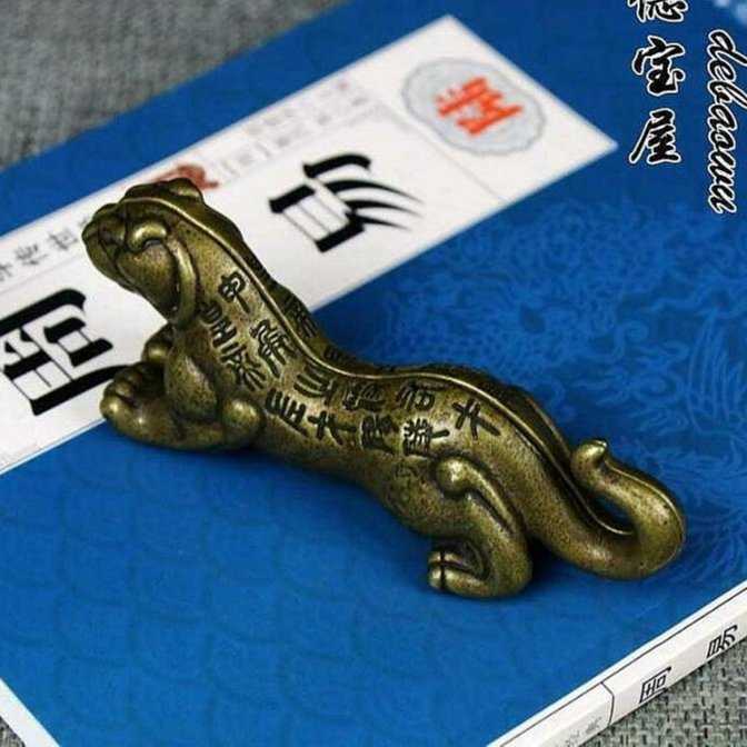 時光銅虎符擺件古玩銅器黃銅實心虎符印章兵符權力信物家居辦公室L