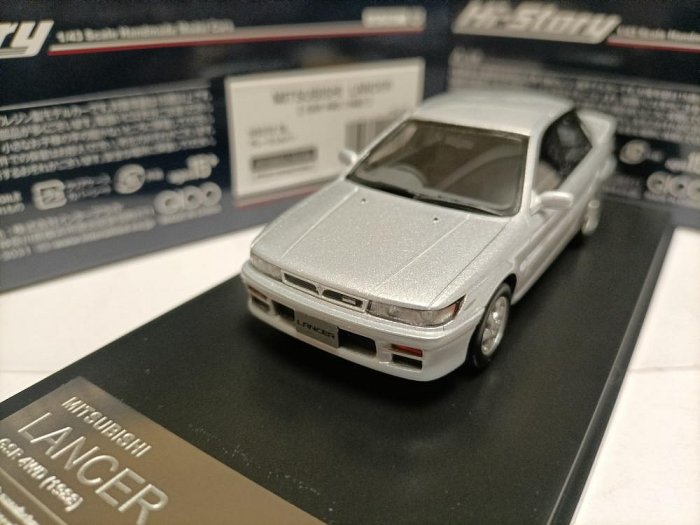 Hi Story 1 43 三菱4驅跑車模型Mitsubishi Lancer GSR 1988 銀色
