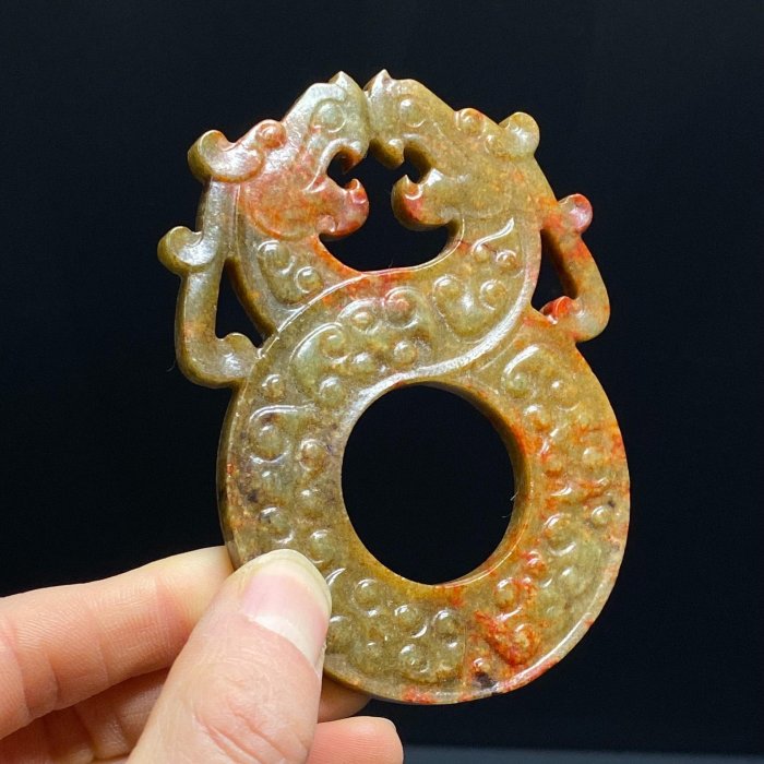漢代 和田白玉 盤龍彫 玉璧 中国古玉・古美術 彫刻玉 高古玉 置物 紋