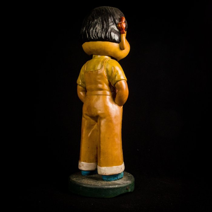 桑園の】不二家昭和綠底木座PEKO醬38.5cm高極稀! 珍品牛奶妹搖頭娃娃M