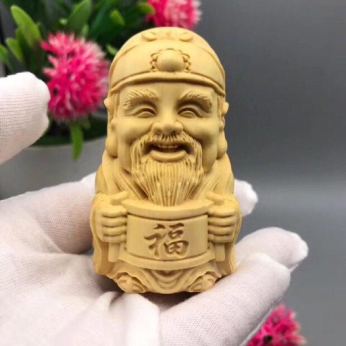 黃楊木雕Q版福祿壽高7公分| Yahoo拍賣