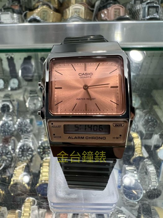 【金臺鐘錶】CASIO卡西歐 AQ-800ECGG-4A 雙重顯示(經典復古潮流) LCD螢幕 (時尚橘)
