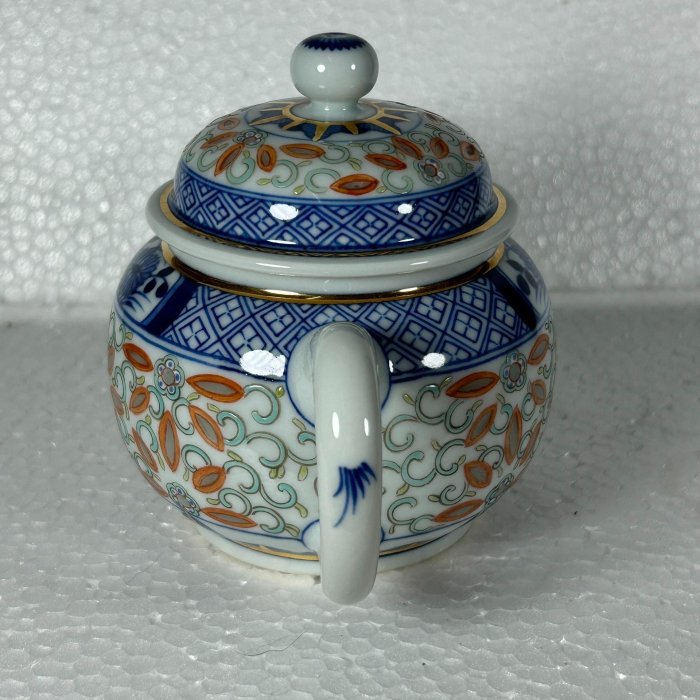 景德鎮567老廠手工青花描金茶壺，玉款玲瓏細節精繪，比例協調，光線