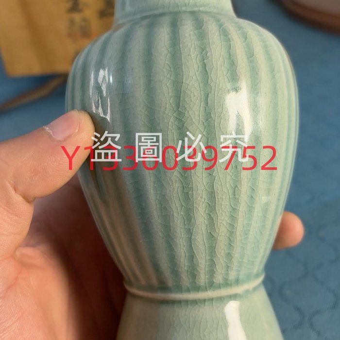 BV-237 時代 高麗 青白磁 陽刻 双耳 輪花 鶴首 花瓶 中国美術 古