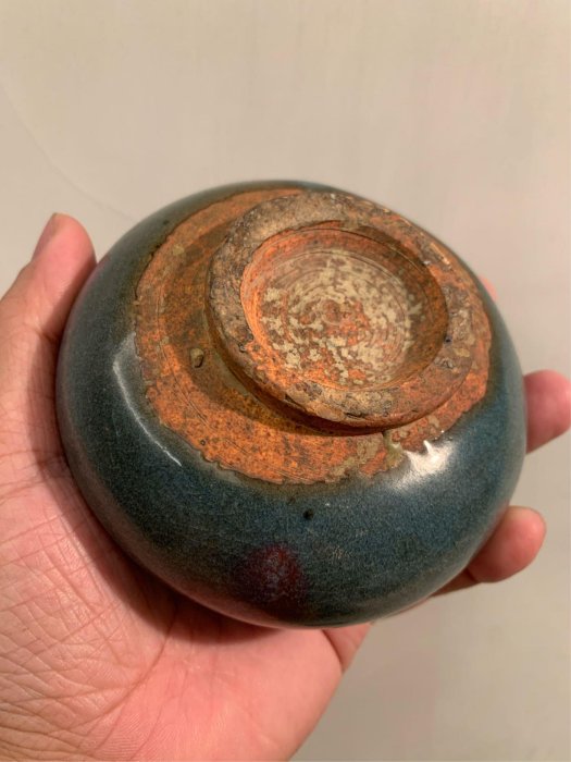 朔古玩賞＝《珍稀古瓷》元鈞窯天青紫斑筆洗建水水方鈞釉天目茶碗
