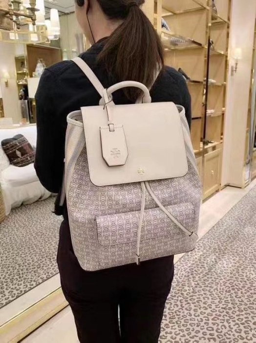 Tory Burch “Gemini Link Canvas Backpack” Tory Burch Gemini Link Medium Canvas & Leather Backpack In  main image 3