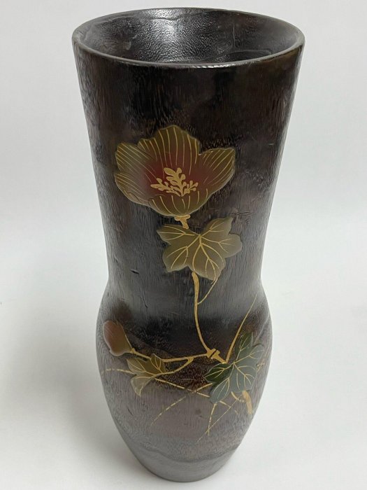 亞洲古美術日本國寶級藝術巨擘北大路魯山人作桐木金蒔繪花瓶北大路