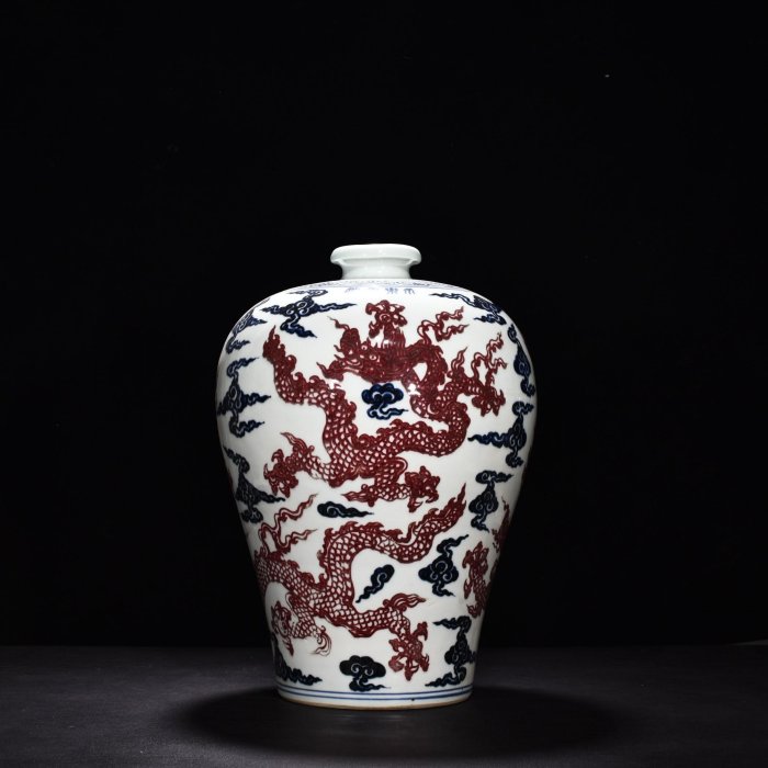 明永樂青花釉里紅龍紋梅瓶高41.5厘米寬30.5厘米【古物留香】 | Yahoo拍賣