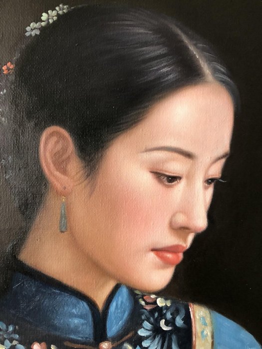 嚴選冷軍創作63年巨作，100x70CM純手繪油畫推薦收藏冷軍人物手繪油畫