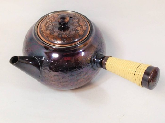 日本古漾】71703日本開新堂銅製茶器茶壺+建水+茶托5客使用品起標價