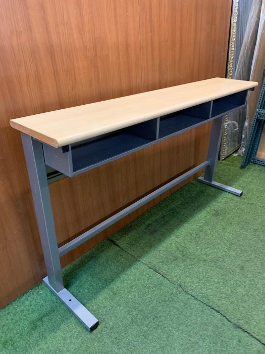 木紋色上課桌 會議桌 吧檯桌 三人坐桌椅/補習班雙人坐課桌/書桌/補習班桌/上課桌/工作桌 A7215【晶選二手傢俱】