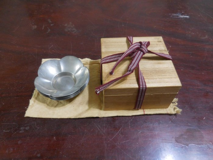 北溟居古美術】錫茶托五客