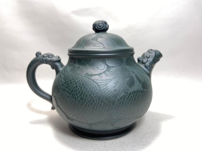 中國宜興紫砂壺～龍鳳潘壺/天青泥/鲍宜明/大品| Yahoo拍賣