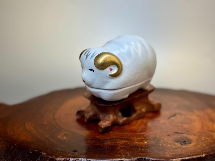 日本舶來品/蒲池窯/生肖羊/香合/香盒/擺件/茶道具日本制未羊生肖干支 