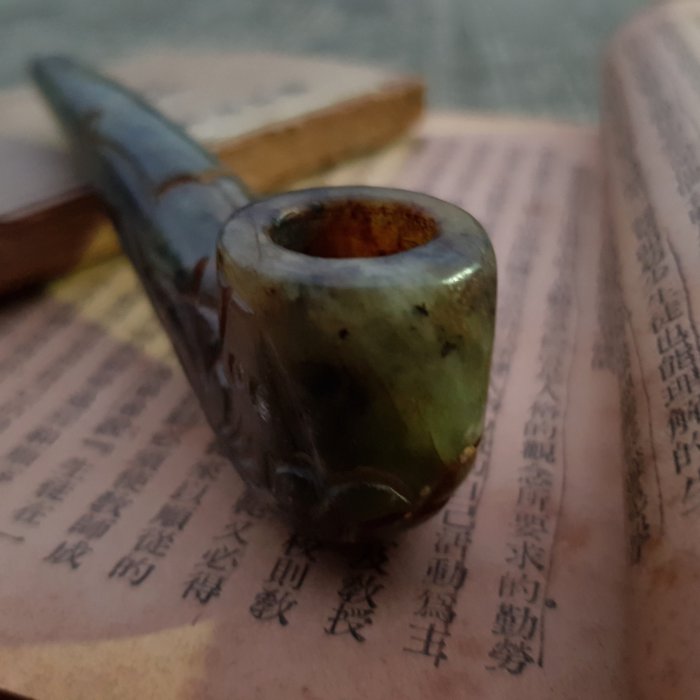 中国骨董品 文玩 文化財 翡翠煙斗2本 古賞物 古美品 古美術品 568