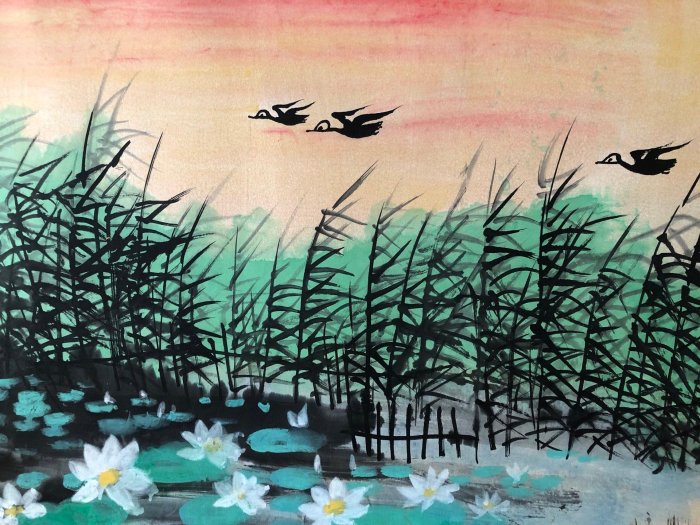 25【林風眠】風景，橫幅四尺手繪作品，裝裱尺寸：184*86cm左右，畫芯
