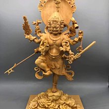烏城彫　長盆　大⭐︎ 0011.木04180171000 穢跡金剛，烏樞沙摩明王小葉黃楊木雕唐密