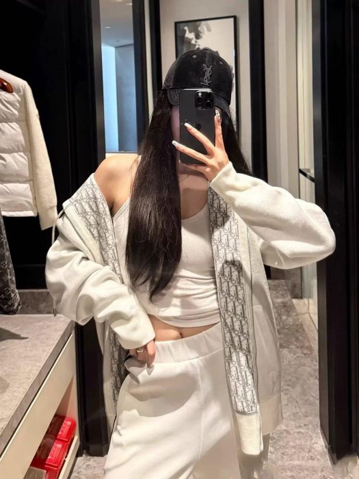 Dior CD 連帽外套 經典提花logo連帽拉鍊雙面穿羊絨毛衣針織外套 極美！私留